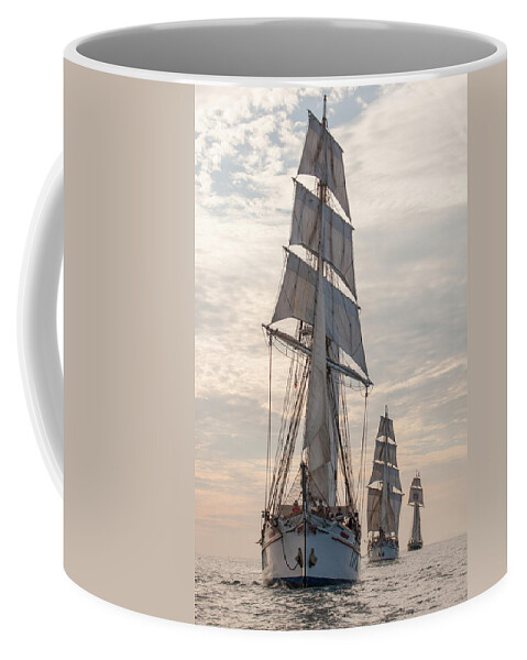 Tall Ship Coffee Mug featuring the photograph Parade of ships by Cliff Wassmann