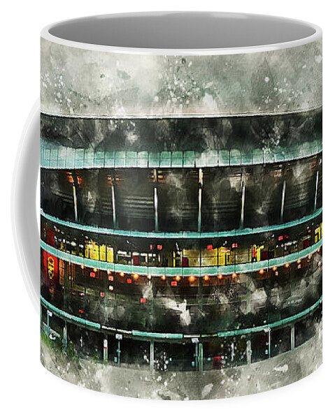 The Emirates Stadium Coffee Mug featuring the digital art The Emirates Stadium by Airpower Art