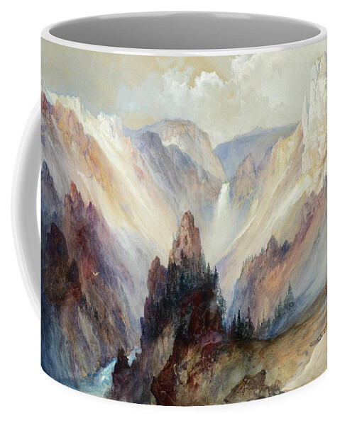 Thomas Moran Coffee Mug featuring the drawing The Grand Canyon of the Yellowstone #2 by Thomas Moran
