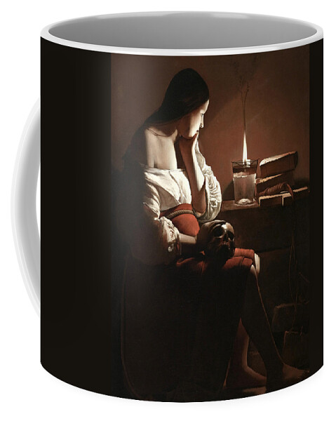 The Magdalen With The Smoking Flame Coffee Mug featuring the painting The Magdalen with the Smoking Flame by Georges de la Tour
