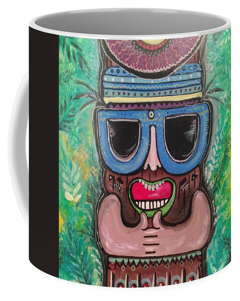  Coffee Mug featuring the painting 2 Thumbs Up Tiki by Tracy Mcdurmon
