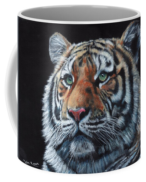 Tiger Coffee Mug featuring the painting Tiger Portrait #2 by John Neeve