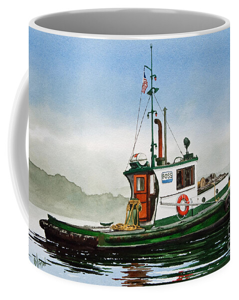 Tugboat Lela Foss Painting Coffee Mug featuring the painting Tugboat LELA FOSS #1 by James Williamson