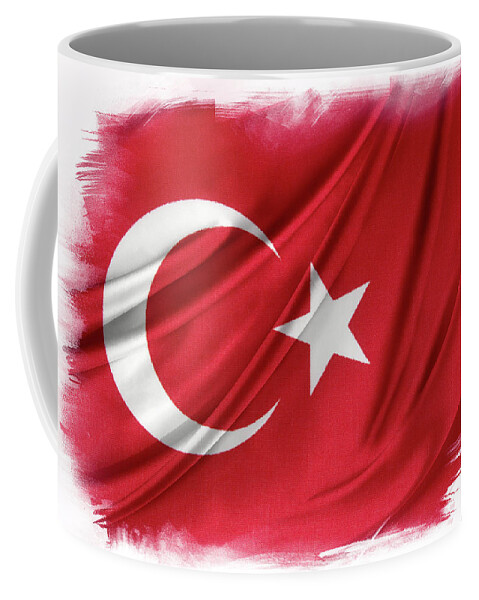 Banner Coffee Mug featuring the photograph Turkish flag #2 by Les Cunliffe