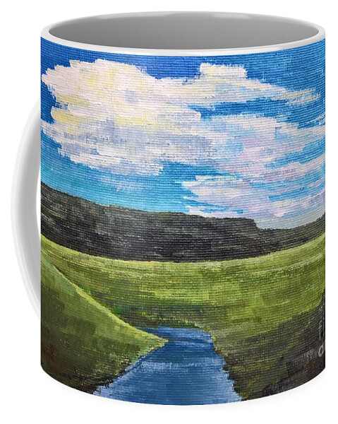 Landscape Coffee Mug featuring the painting Up North, Brown Bridge by Lisa Dionne