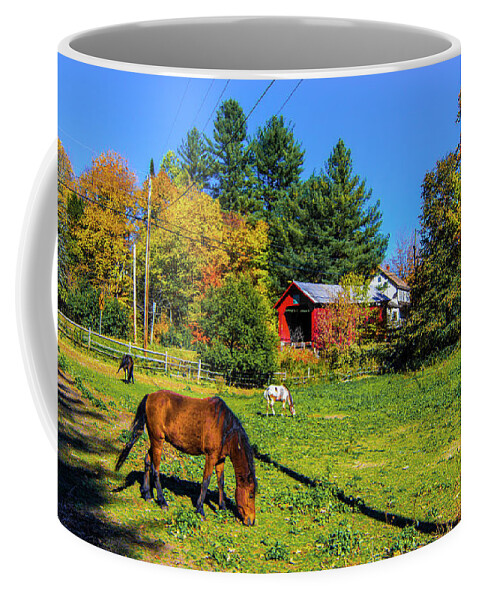 Upper Cox Brook Covered Bridge Coffee Mug featuring the photograph Upper Cox Brook Covered Bridge #2 by Scenic Vermont Photography