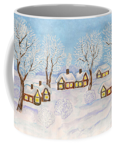 Visual Coffee Mug featuring the painting Winter landscape, painting #3 by Irina Afonskaya