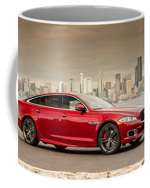 2014 Jaguar Xjr Long Wheelbase Coffee Mug featuring the digital art 2014 Jaguar XJR Long Wheelbase by Super Lovely