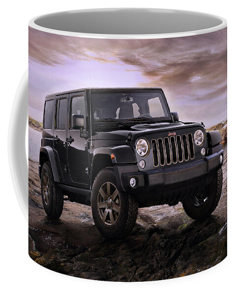 Jeep Wrangler Coffee Mug featuring the photograph 2016 Jeep Wrangler 75th Anniversary Model by Movie Poster Prints