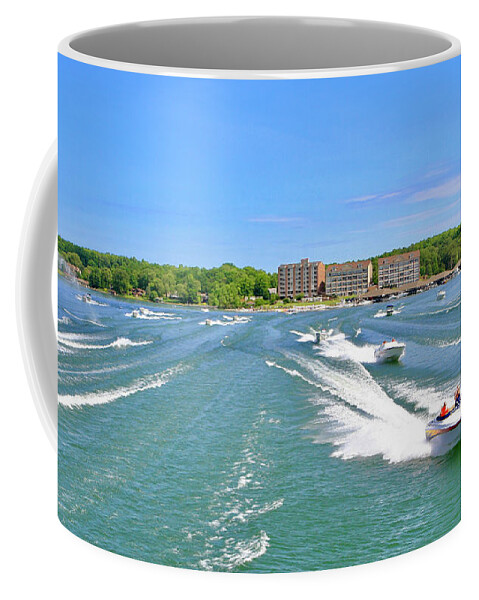 Smith Mountain Lake Poker Run Coffee Mug featuring the photograph 2017 Poker Run, Smith Mountain Lake, Virginia by The James Roney Collection