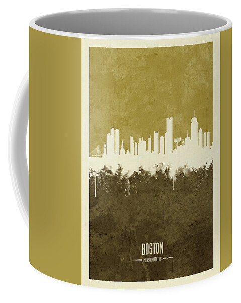 Boston Coffee Mug featuring the digital art Boston Massachusetts Skyline by Michael Tompsett