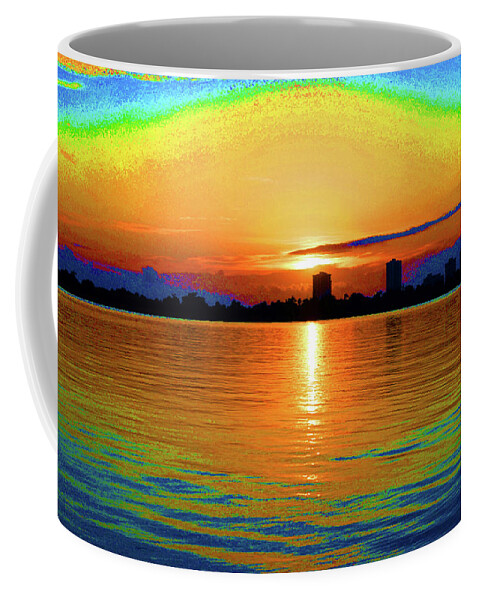 Sunrise Coffee Mug featuring the digital art 25- Psychedelic Sunrise by Joseph Keane