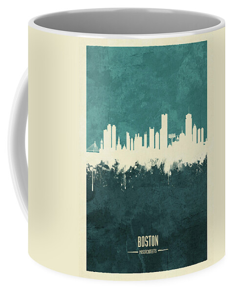 Boston Coffee Mug featuring the digital art Boston Massachusetts Skyline #26 by Michael Tompsett