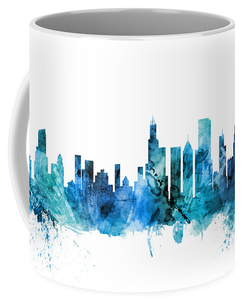 Chicago Coffee Mug featuring the digital art Chicago Illinois Skyline by Michael Tompsett