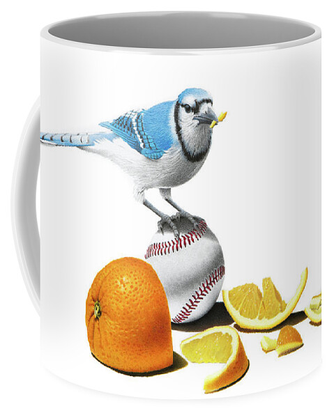Blue Coffee Mug featuring the drawing 2nd Inning - Done Eatin' by Stirring Images