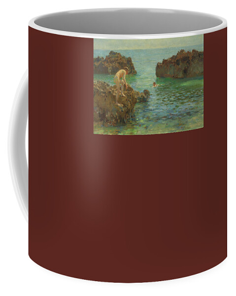  Henry Scott Tuke Coffee Mug featuring the painting Boys Bathing by Henry Scott Tuke