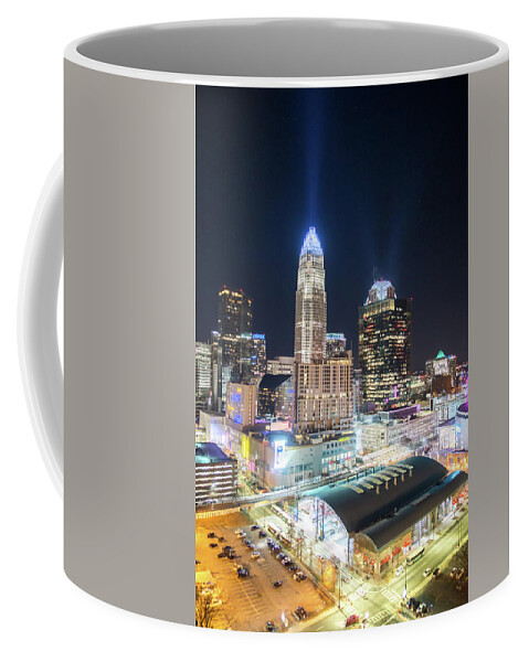 View Coffee Mug featuring the photograph Charlotte North Carolina Skyline View At Night From Roof Top Res #3 by Alex Grichenko