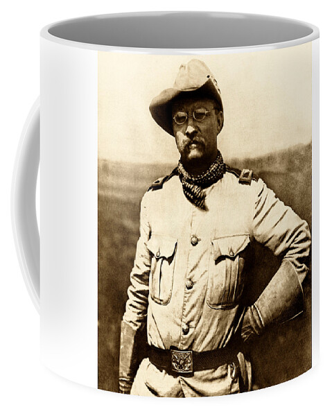Theodore Roosevelt Coffee Mug featuring the photograph Colonel Theodore Roosevelt by War Is Hell Store