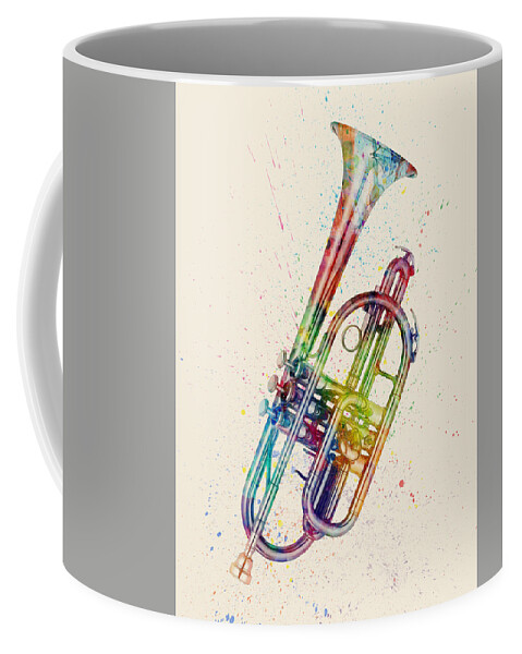 Cornet Coffee Mug featuring the digital art Cornet Abstract Watercolor by Michael Tompsett