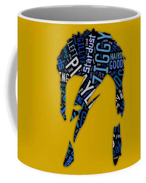 David Bowie Coffee Mug featuring the mixed media David Bowie Ziggy Stardust Song Lyrics #2 by Marvin Blaine