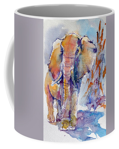 Elephant Coffee Mug featuring the painting Elephant #3 by Kovacs Anna Brigitta