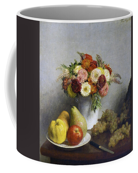 Henri Coffee Mug featuring the painting Flowers and Fruit #3 by Henri Fantin-Latour