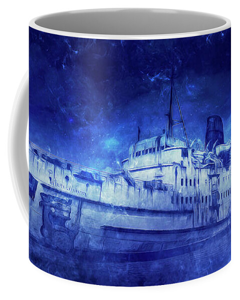 Sea Coffee Mug featuring the mixed media Ghost Ship #3 by Ian Mitchell
