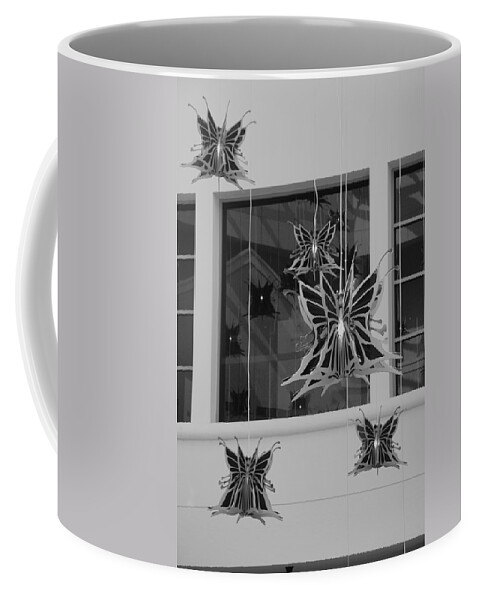 Black And White Coffee Mug featuring the photograph Hanging Butterflies #3 by Rob Hans