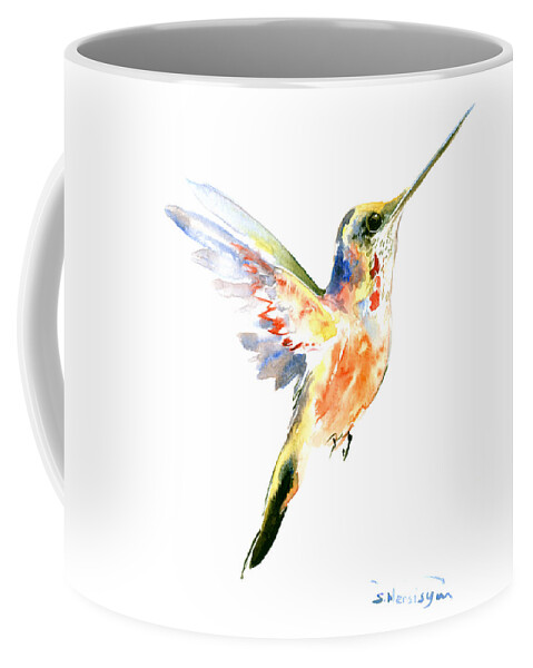 Hummingbird Coffee Mug featuring the painting Hummingbird #3 by Suren Nersisyan