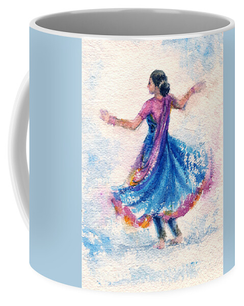 Small Art Coffee Mug featuring the painting Kathak dancer #3 by Asha Sudhaker Shenoy