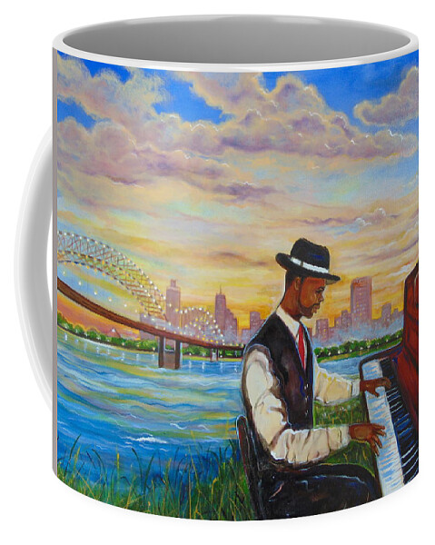 Memphis Art Coffee Mug featuring the painting Memphis #1 by Emery Franklin