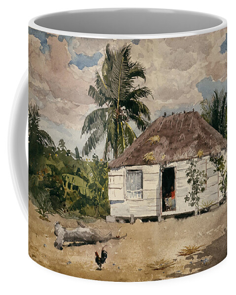 Winslow Homer Coffee Mug featuring the drawing Native Huts. Nassau #1 by Winslow Homer