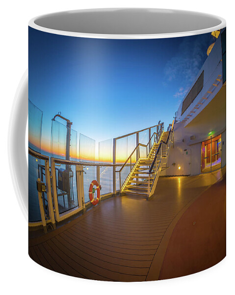 Ship Coffee Mug featuring the photograph On Deck Of Large Cruise Ship In Pacific Ocean Near Alaska #3 by Alex Grichenko