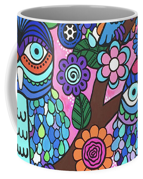 Owls Coffee Mug featuring the painting 3 Owls by Beth Ann Scott