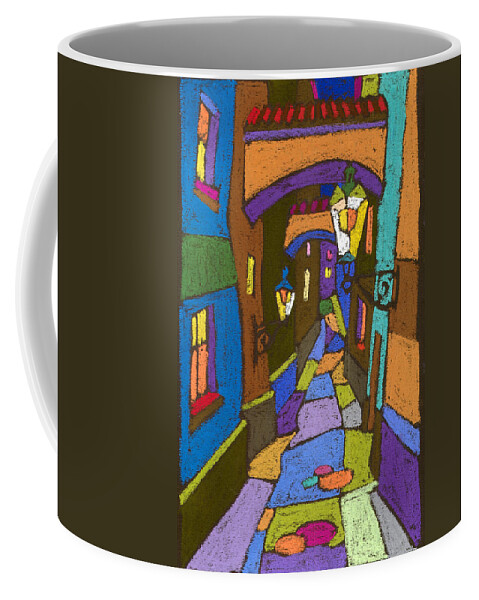 Pastel Coffee Mug featuring the painting Prague Old Street by Yuriy Shevchuk