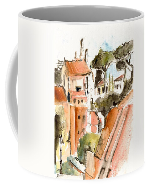 Landscape Coffee Mug featuring the painting Rom Italy #4 by Karina Plachetka