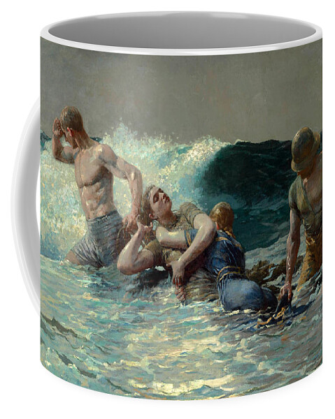 Winslow Homer Coffee Mug featuring the painting Undertow by Winslow Homer