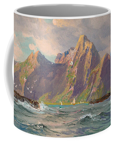 William Trost Richards (1833 - 1905) View Of Loften Islands Coffee Mug featuring the painting View of Loften Islands #3 by William Trost