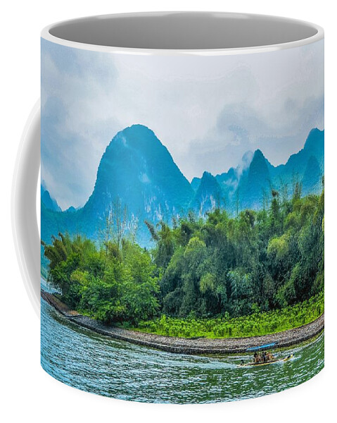 Scenery Coffee Mug featuring the photograph Karst mountains and Lijiang River scenery #31 by Carl Ning