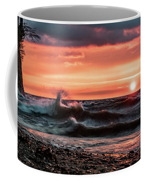 Lake Coffee Mug featuring the photograph Lake Erie Waves #34 by Dave Niedbala
