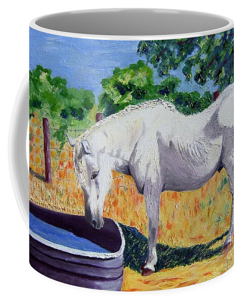 Old Horse Coffee Mug featuring the painting 34 year Old Elfid by Lisa Rose Musselwhite