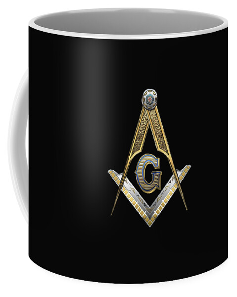 'ancient Brotherhoods' Collection By Serge Averbukh Coffee Mug featuring the digital art 3rd Degree Mason - Master Mason Jewel on Red and Black Canvas by Serge Averbukh