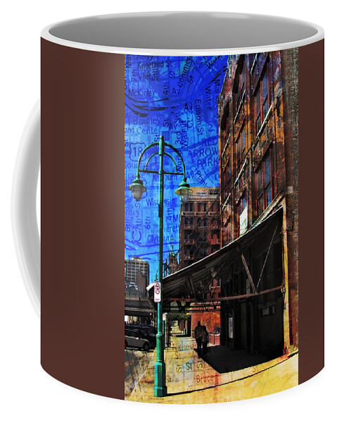 Fusion Foto Art Coffee Mug featuring the digital art 3rd Ward Awning Abstract Map by Anita Burgermeister