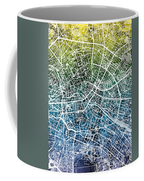 Berlin Coffee Mug featuring the digital art Berlin Germany City Map by Michael Tompsett