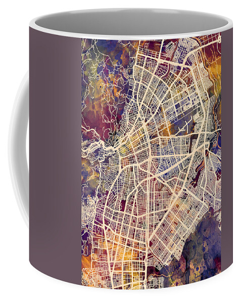 Cali Coffee Mug featuring the digital art Cali Colombia City Map #4 by Michael Tompsett
