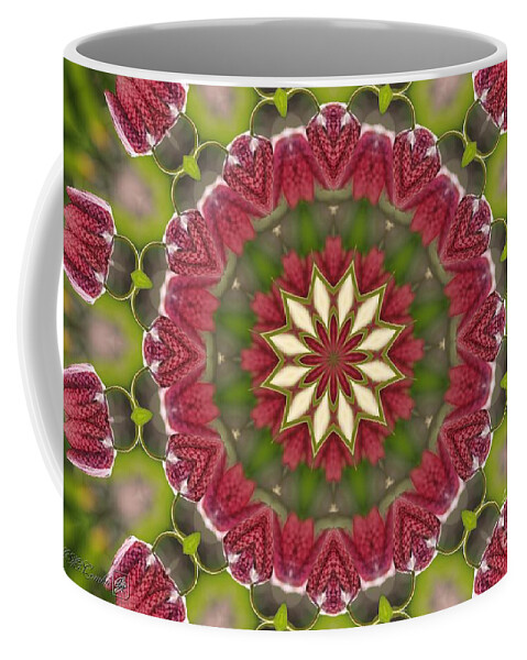 Mccombie Coffee Mug featuring the digital art Checkered Lilies Mandala #2 by J McCombie
