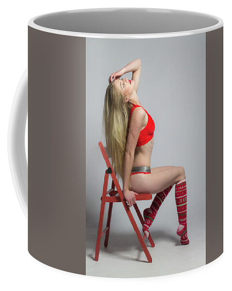 Sexy Coffee Mug featuring the photograph Christmas table boudoir by La Bella Vita Boudoir