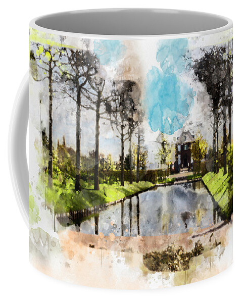 Village Coffee Mug featuring the digital art City Life In Watercolor Style #5 by Ariadna De Raadt