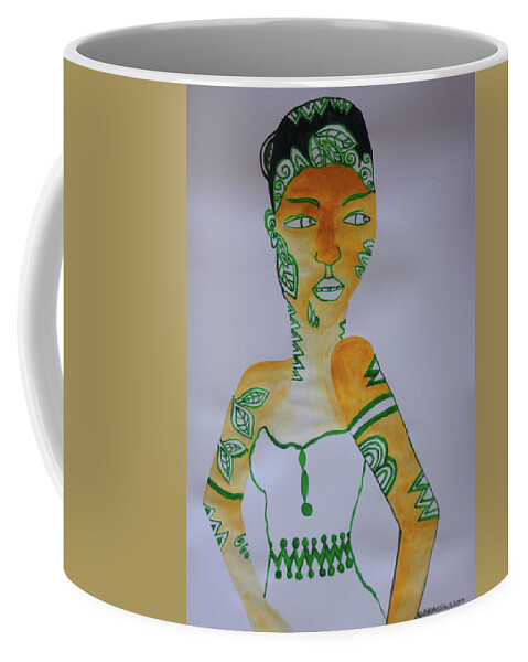 Jesus Coffee Mug featuring the painting Decorated African Queen #4 by Gloria Ssali