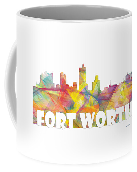 Fort Worth Texas Skyline Coffee Mug featuring the digital art Fort Worth Texas Skyline #4 by Marlene Watson